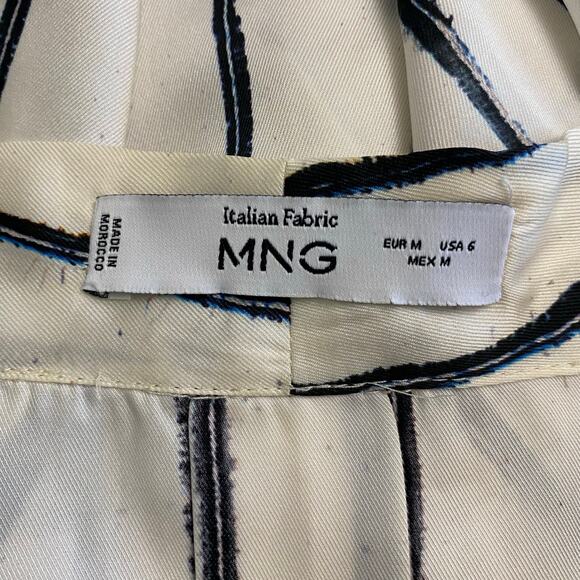 Mango NWOT Striped Wrap Blouse Womens Size 6 White Business‎ Preppy - Picture 2 of 10